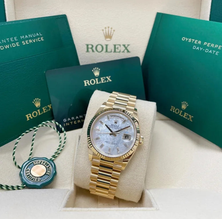 Women And Man Day Date heaven How stunning is this 36-40mm DayDate with a mother of pearl dial watch