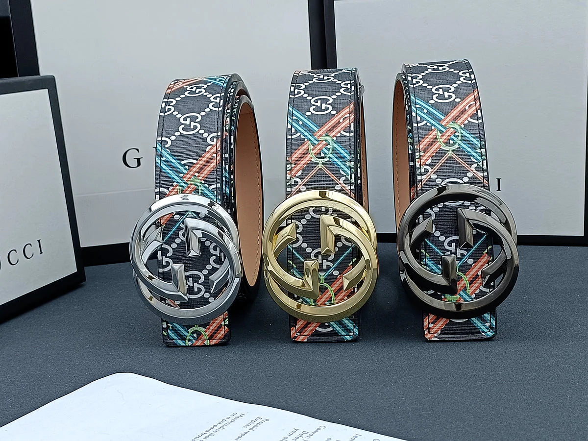 2025 3 Colors double G stripe calico belt