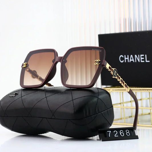 2025 Trendy large frame metal chain sunglasses