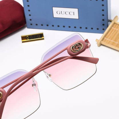 2025 Frameless cut-edge personalized retro square frame sunglasses
