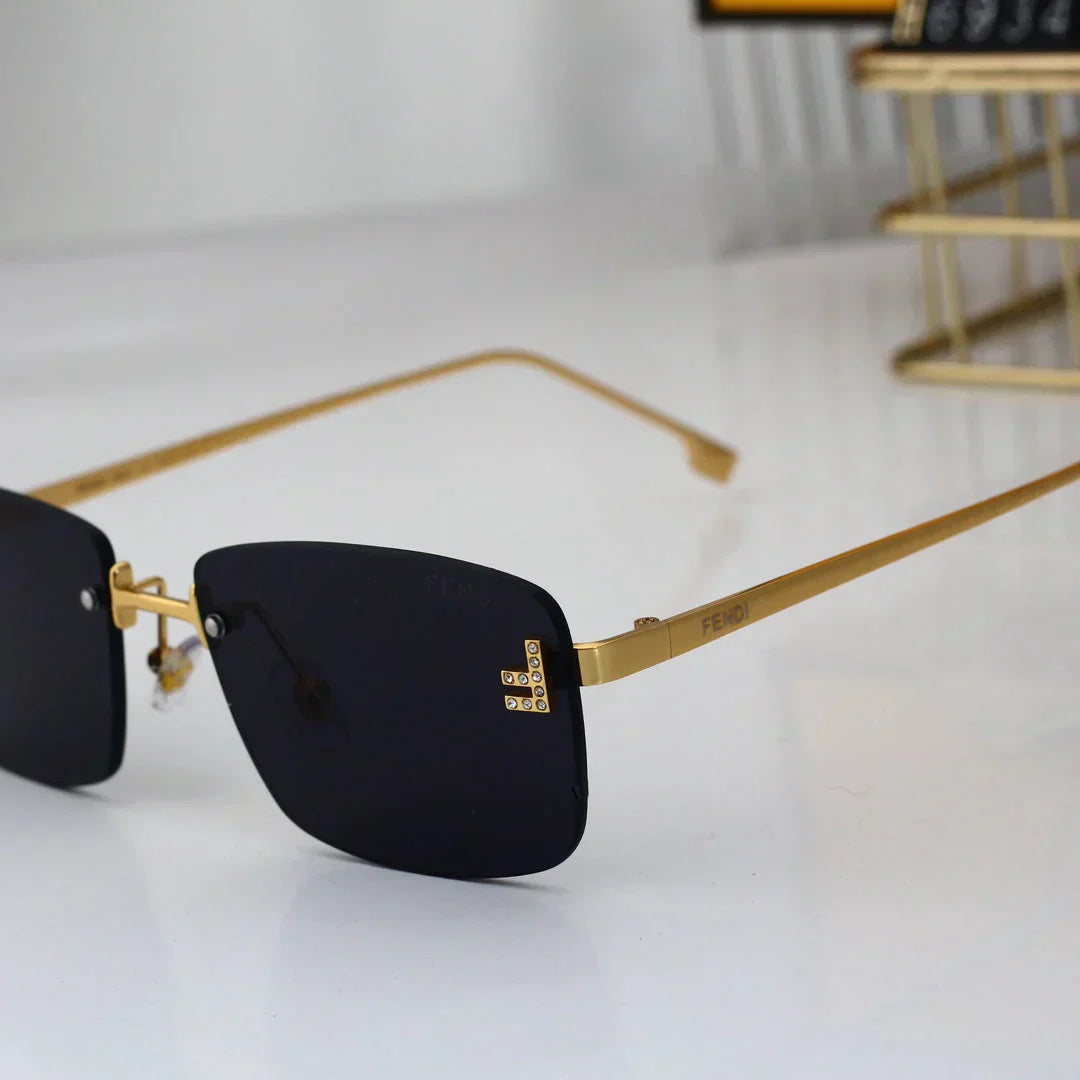 2025 Diamond-studded square frameless sunglasses
