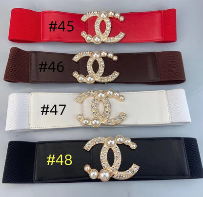 7CM elastic waistband, fashionable metal buckle dress suit jacket decoration belt
