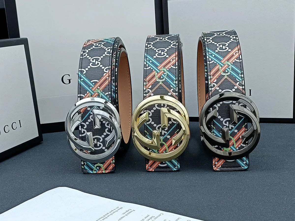 2025 3 Colors double G stripe calico belt