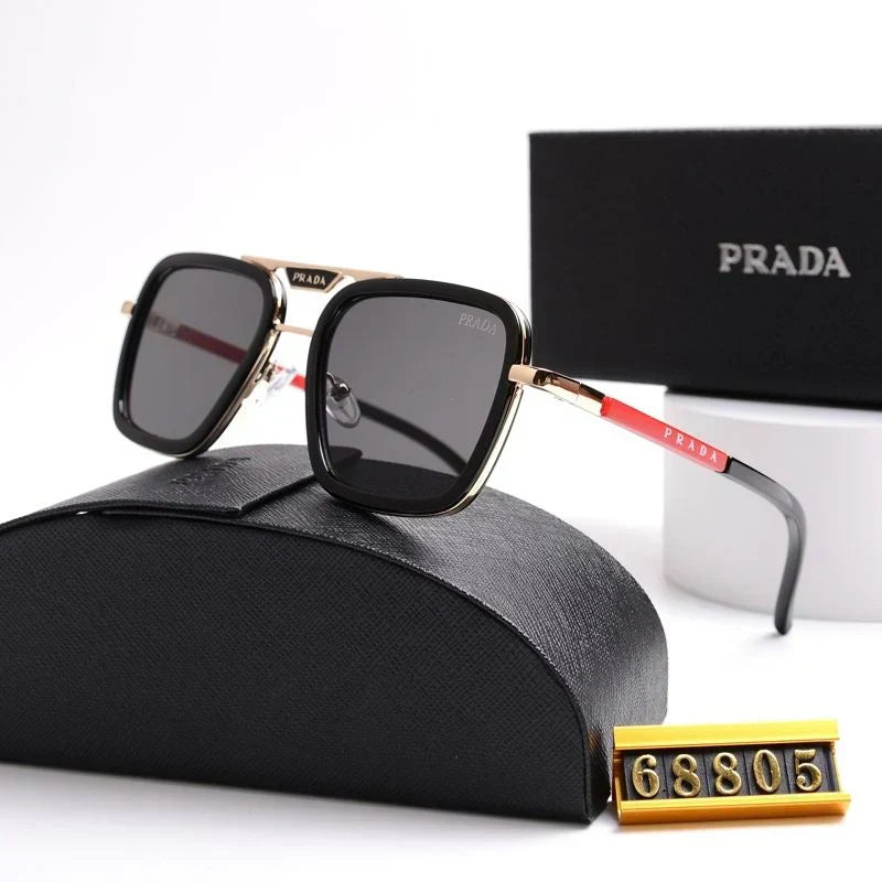 2025 Unisex Double Bridge Metal Square Sunglasses 68805