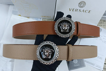 2025 4 Colors Trendy Round Buckle Leather Belt