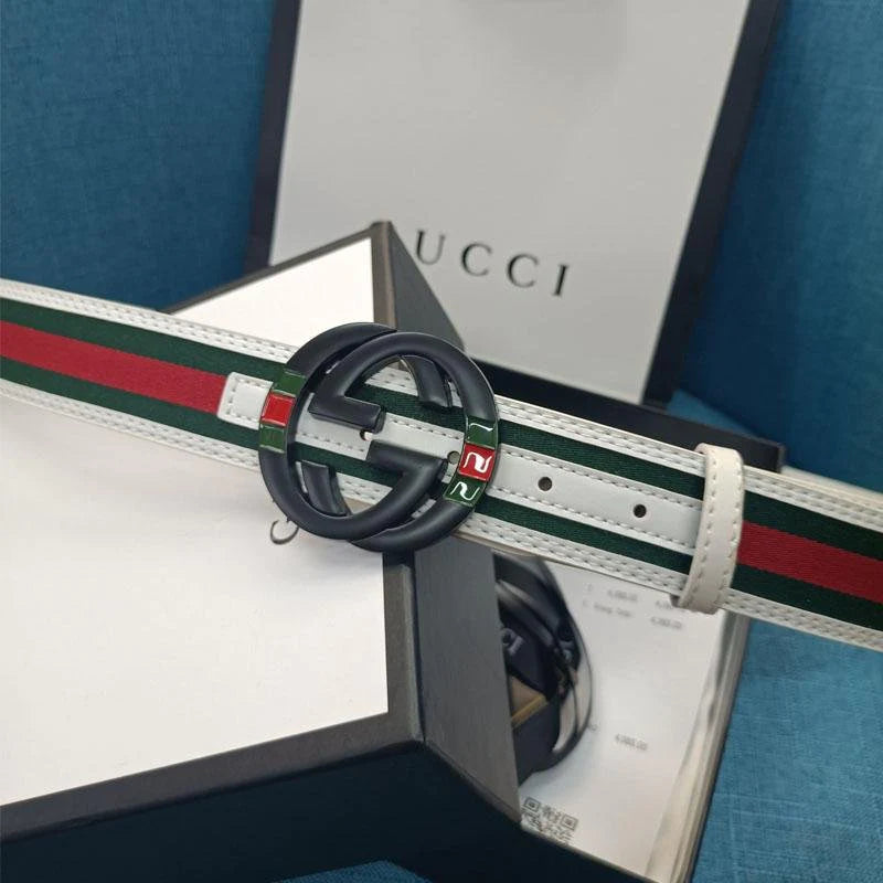 2025 3 Colors  Double G Stripe Leather Belt