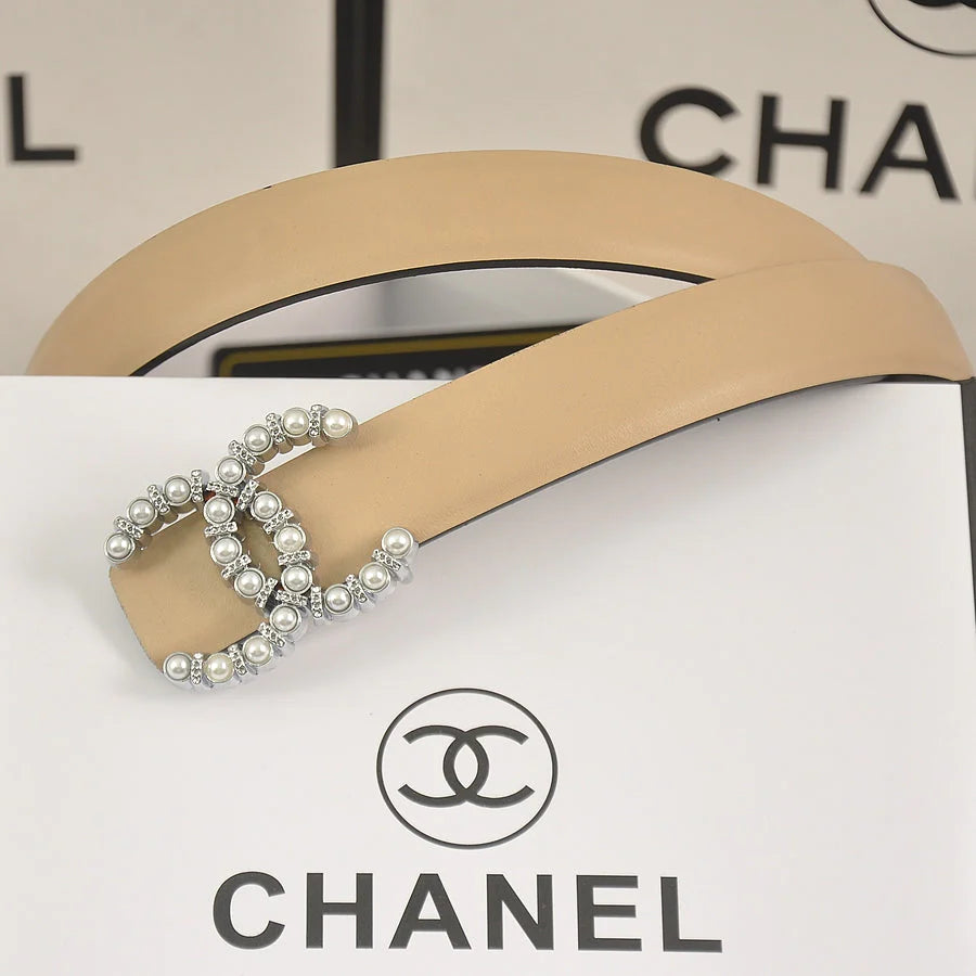 2025 6 color  double C pearl rhinestone belt