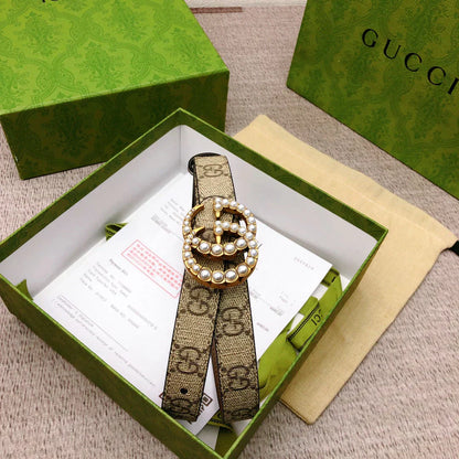 2025 Belt lined with top layer calfskin. With original single pearl buckle head, width 2.0