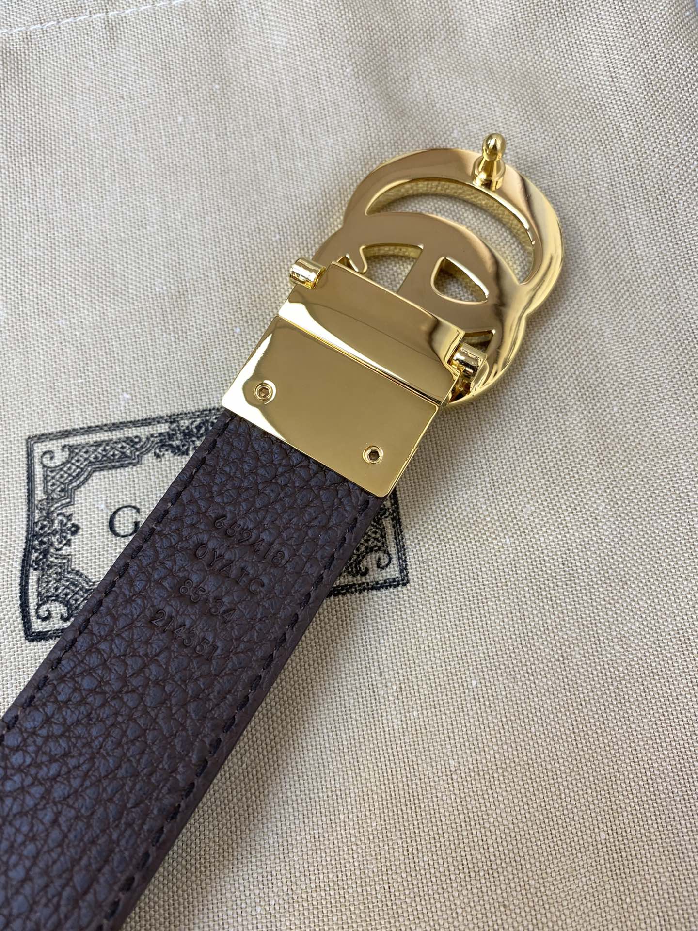 2025 Double-sided imported top-layer cowhide lychee pattern belt, black and coffee, width 3.0