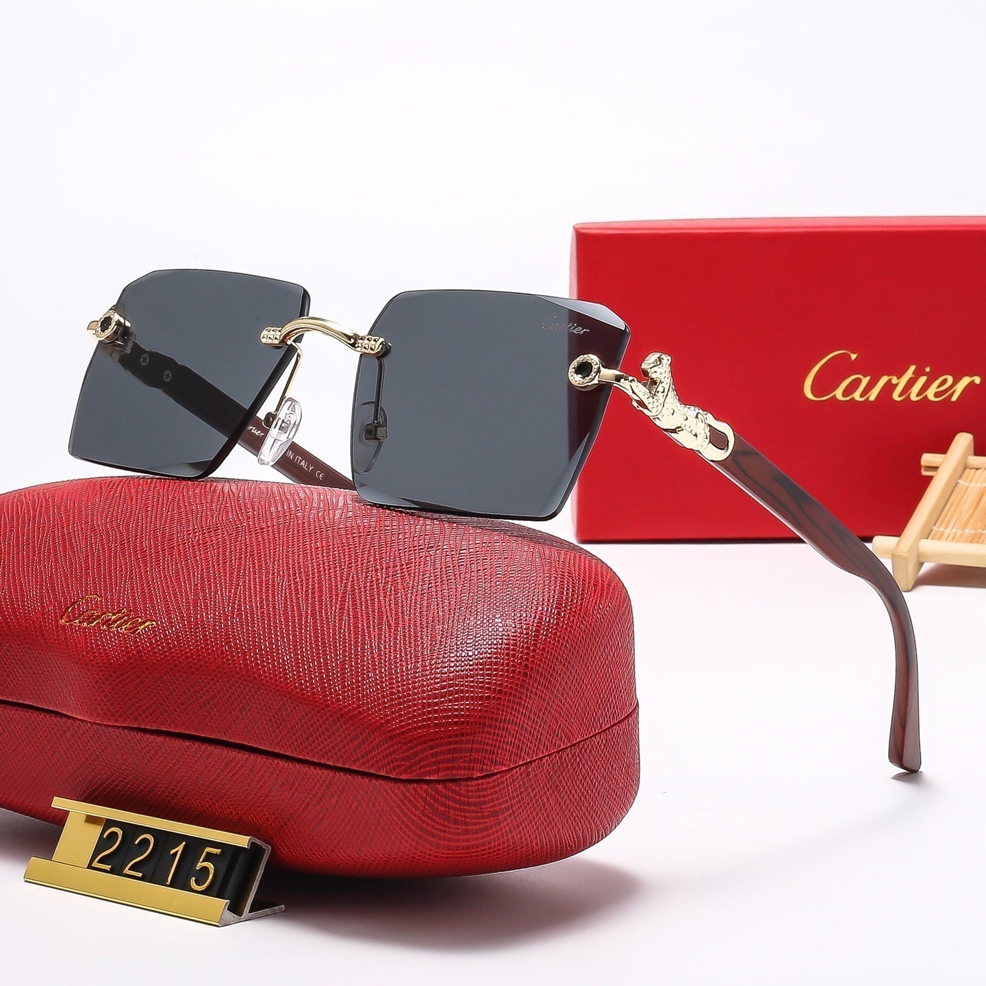 2025 Square frameless leopard head  Sunglasses 2215