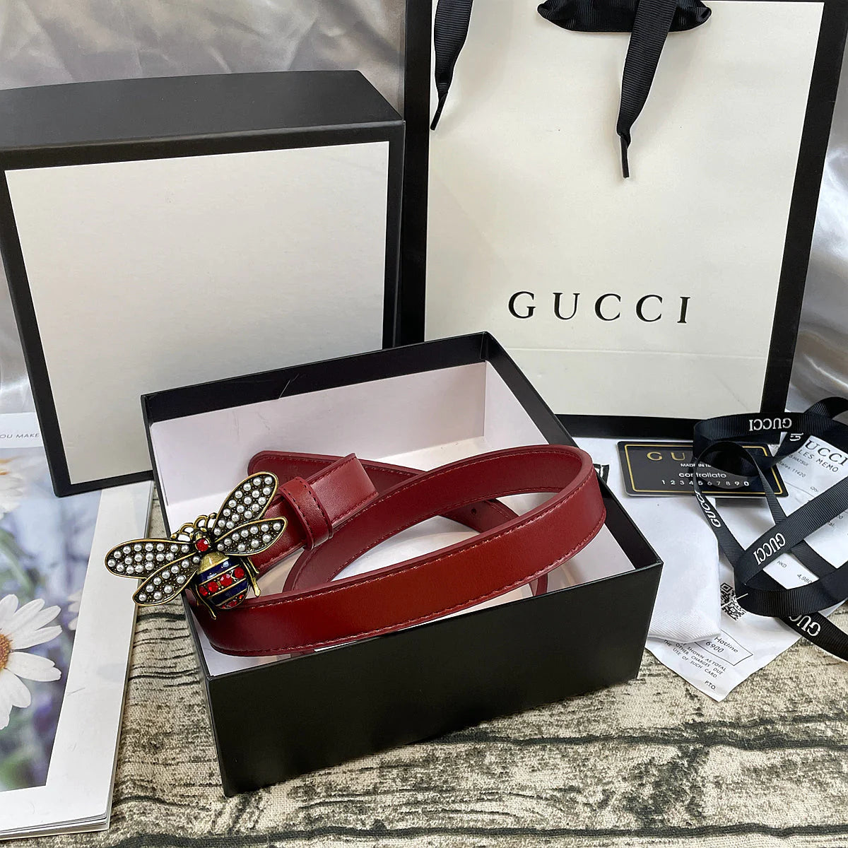 2025 4 Colors  bee lychee pattern double-sided belt