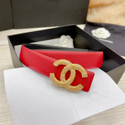 2025 Double-sided imported top layer calfskin plain weave belt Classic brick inlaid