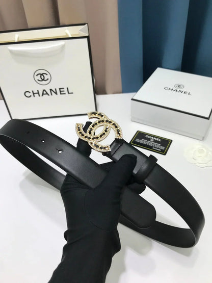 2025 belt Calfskin metal letter buckle belt, width 3.0mm