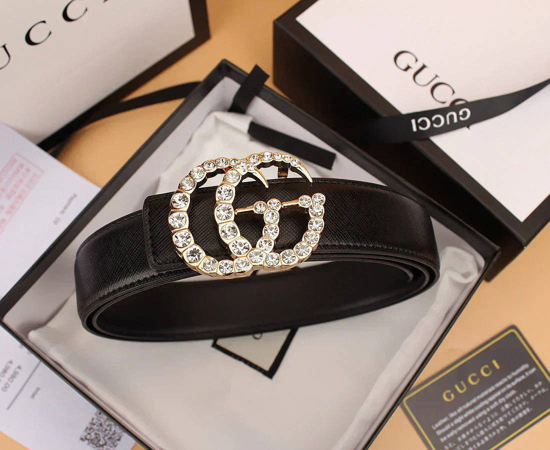 2025 2 Styles   Double G Rhinestone Belt