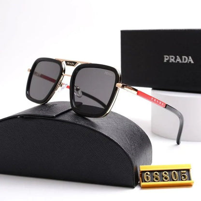 2025 Unisex Double Bridge Metal Square Sunglasses 68805