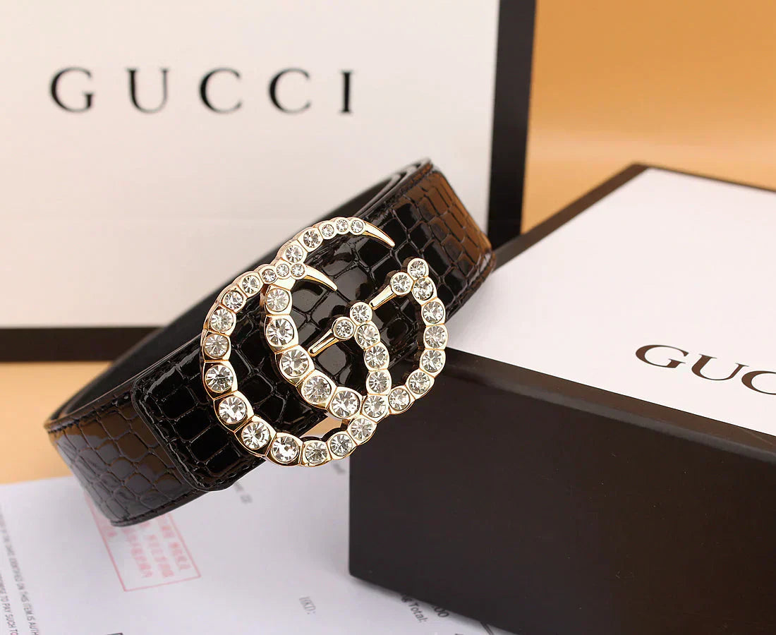 2025 2 Styles   Double G Rhinestone Belt