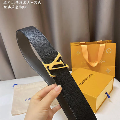 2025 Double-sided cowhide Men's belt width 4.0 CM