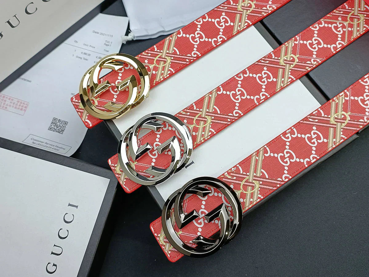 2025 3 Colors double G stripe calico belt Gender: general