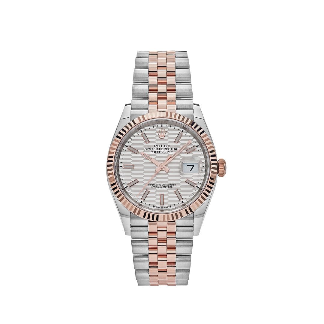 2025 Watch Datejust 126231 Rose Gold Stainless Steel Silver Fluted Motif Dial