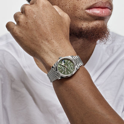 2025 Watch Datejust 126234 White Gold Stainless Steel Olive Green Palm Motif Dial