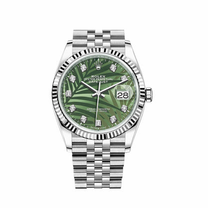 2025 Watch Datejust 126234 White Gold Stainless Steel Palm Motif Diamond Dial Jubilee (2023)