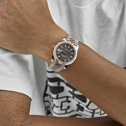 2025 Watch Datejust 126331 Rose Gold Stainless Steel Rhodium Slate Fluted Motif Dial Jubilee (2023)