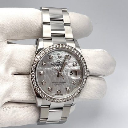 2025 Watch Datejust 126284RBR Stainless Steel White Gold Mother of Pearl Dial