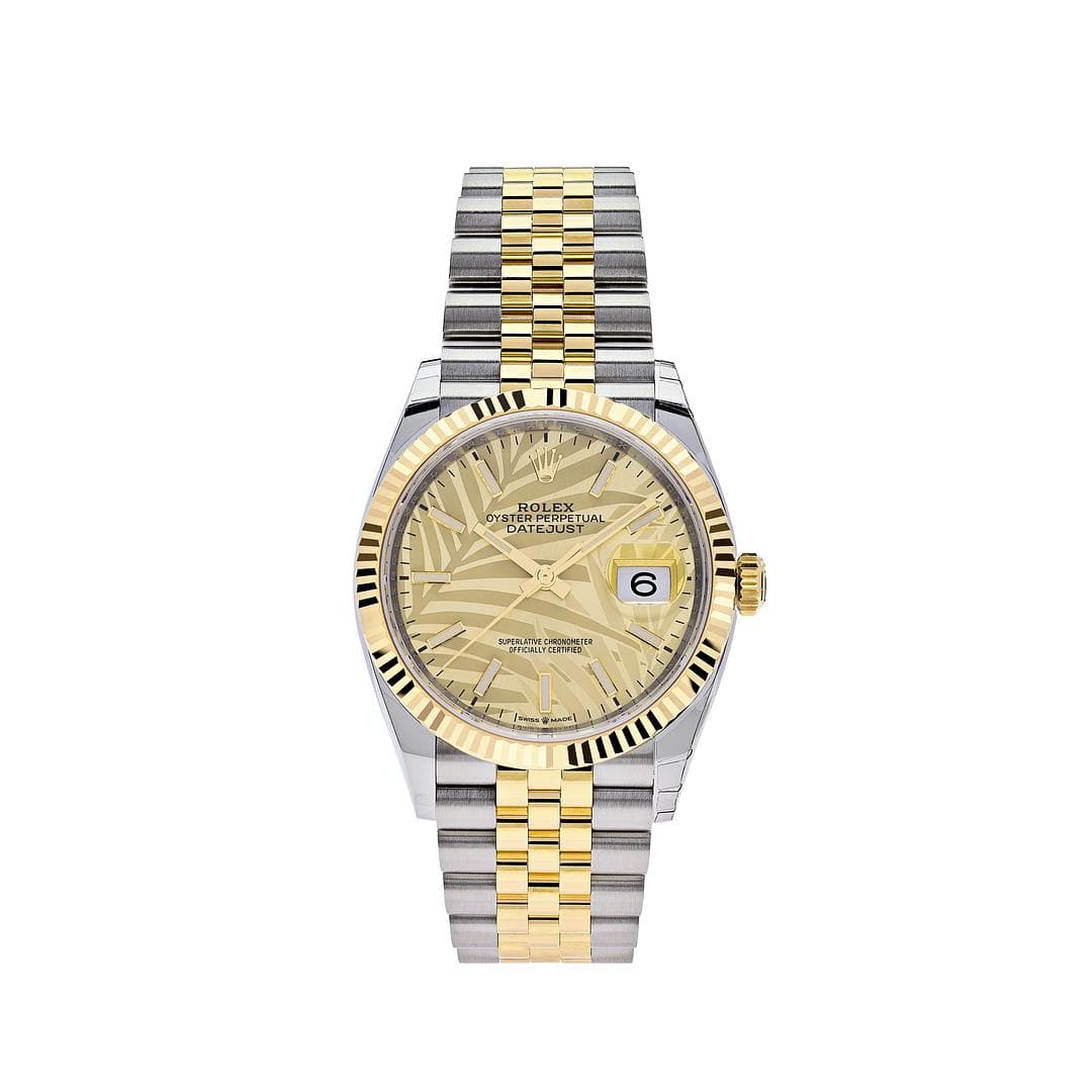 2025 Watch Datejust 126233 Stainless Steel Yellow Gold Palm Motif Dial Jubilee