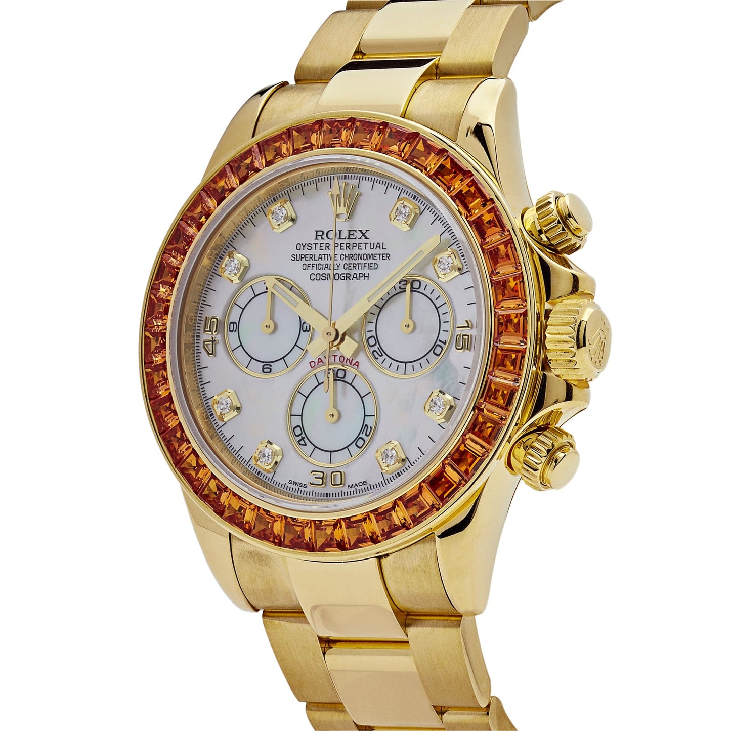 2025 Watch Daytona 116578SACO Yellow Gold Sapphire Bezel Mother Of Pearl Dial (2019)