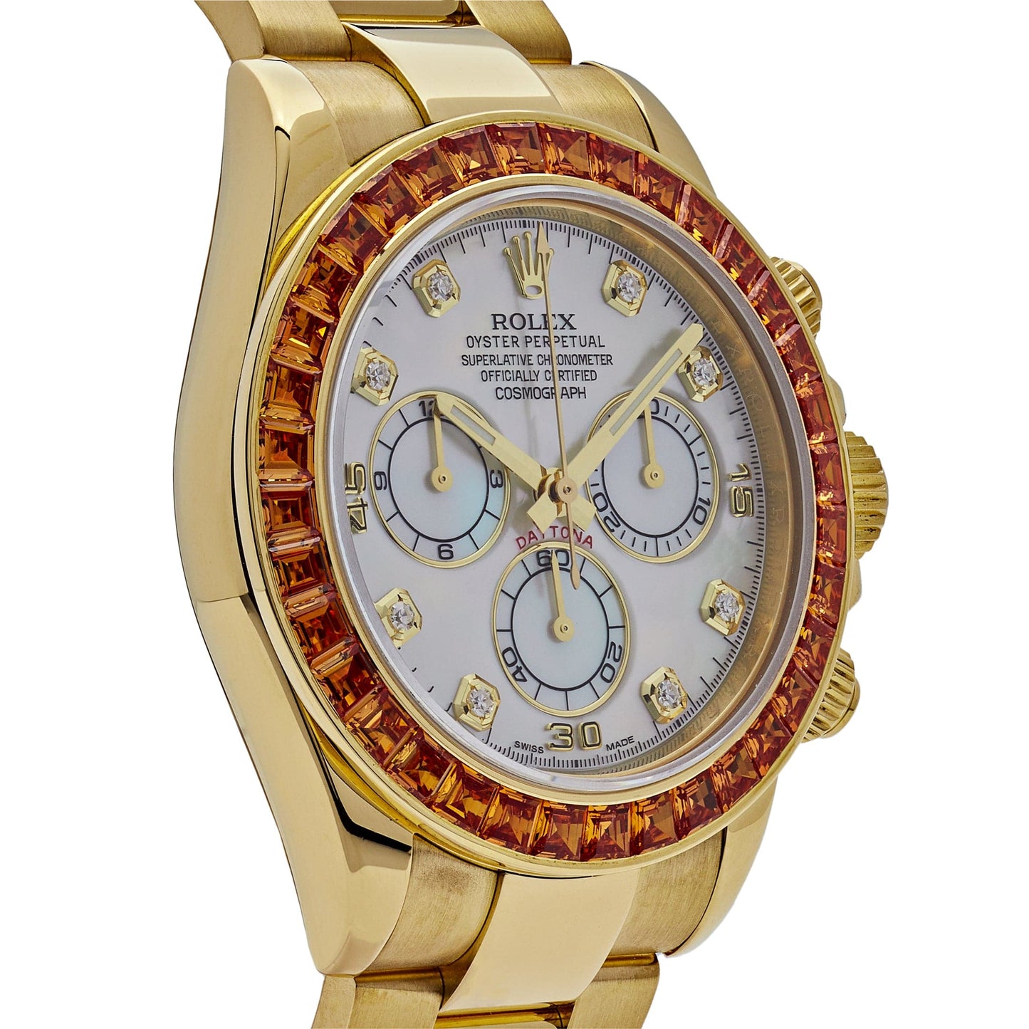 2025 Watch Daytona 116578SACO Yellow Gold Sapphire Bezel Mother Of Pearl Dial (2019)