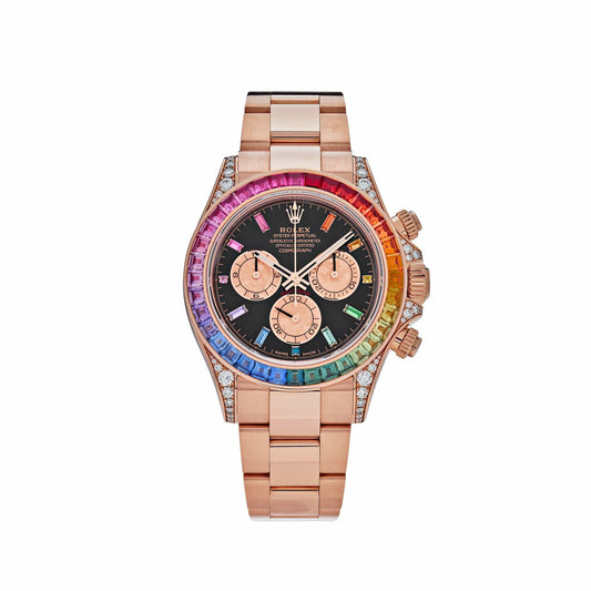 2025 Watch Daytona 116595RBOW 'Rainbow' Rose Gold Black Dial Sapphire Bezel