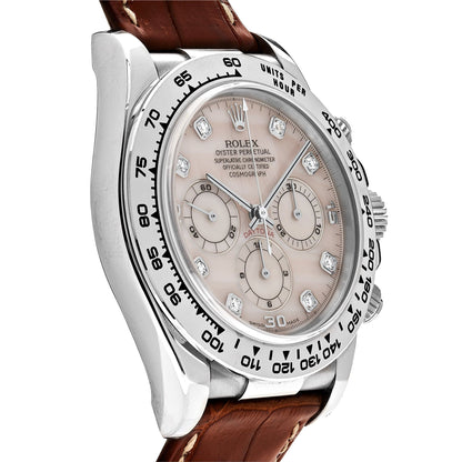 2025 Watch Daytona 116519 White Gold Rose Mother of Pearl Diamond Dial