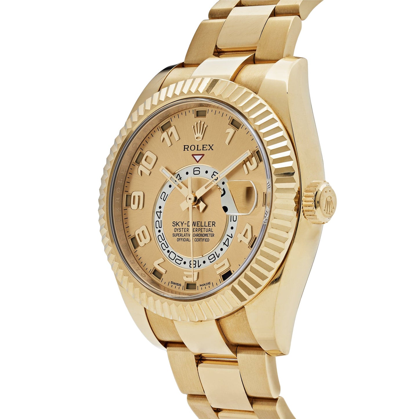 2025 Watch Sky-Dweller 326938 Yellow Gold Champagne Dial Arabic Numerals (2020)