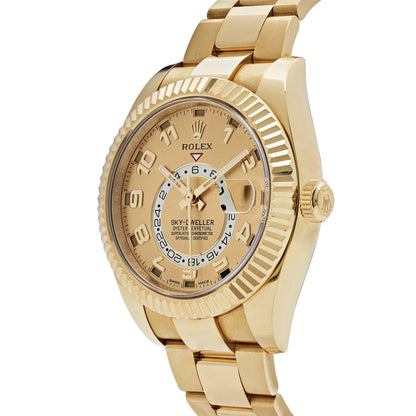 2025 Watch Sky-Dweller 326938 Yellow Gold Champagne Dial Arabic Numerals (2020)