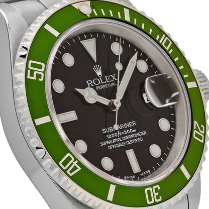 2025 Watch Submariner Date 16610LV 'Kermit' Bezel Flat 4 Stainless Steel Black Dial Oyster (2003)